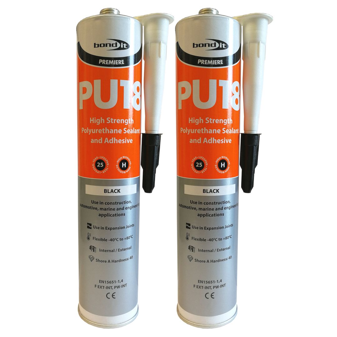 (2 Tubes) PU18 Black Polyurethane Adhesive Sealant High Strength PU